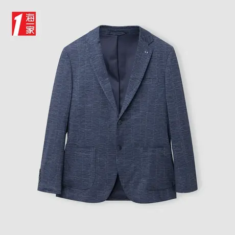 海一家时尚条纹西装外套2024春季新款商务休闲平驳领男士休闲西服商品大图