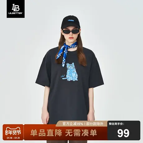 Lilbetter潮流日系短袖T恤男复古印花内搭五分袖男夏季宽松半袖LB商品大图