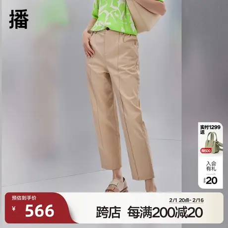 播商场同款2023秋立体条腰部弹量松紧休闲萝卜裤女BDQ3KD0565图片