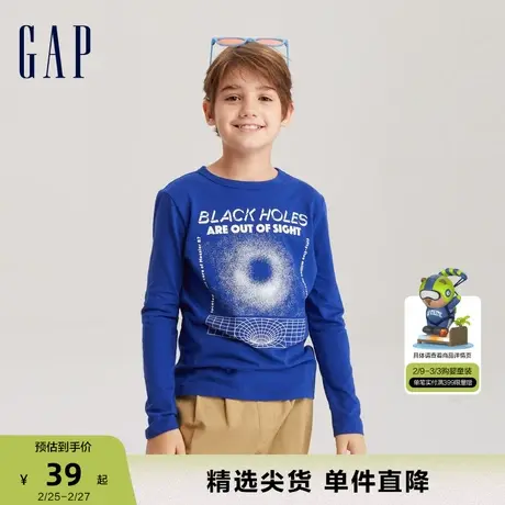 Gap男童春秋洋气纯棉运动长袖T恤儿童装童趣印花休闲上衣797412商品大图