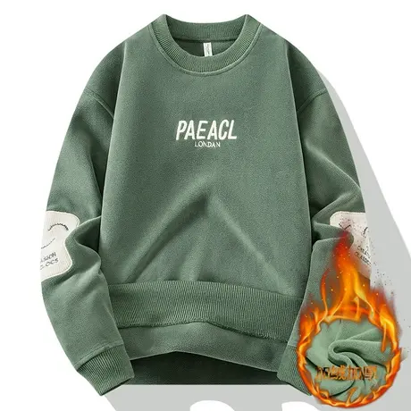 2023冬季新款男士奥粒绒长袖T恤衫双面绒加绒加厚卫衣冬装打底衫图片