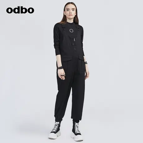 odbo/欧迪比欧复古气质工装风连体裤女春季新款外穿百搭背带长裤图片
