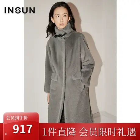 恩裳COVER冬季2022年时尚轻奢环保貂皮大衣中长款毛呢外套女图片