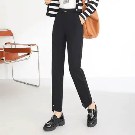 时尚小脚裤女2023秋季新款高腰韩版通勤直筒小西裤显瘦百搭休闲裤商品大图