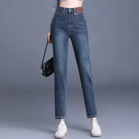 牛仔哈伦裤女秋季大牌高腰显瘦小脚萝卜裤小个子大码遮垮老爹裤潮商品大图
