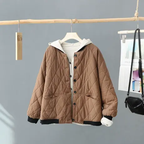 冬装新款文艺立领短款棉袄女宽松百搭加厚夹棉棉衣夹克衫外套棉服图片