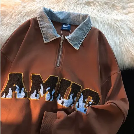 polo领卫衣女春秋设计感小众宽松韩版bf慵懒风美式复古外套潮ins图片