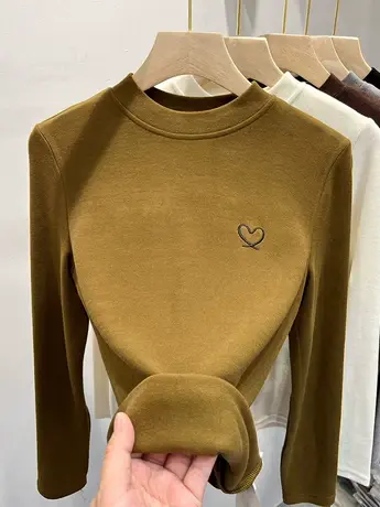 欧货半高领双面德绒T恤小衫女2022年秋冬季新爆款纯色软糯打底衫图片