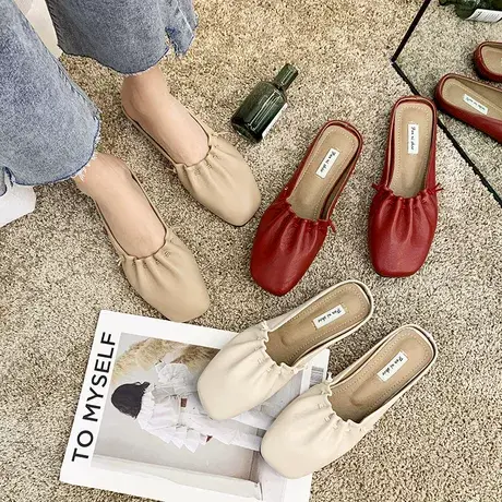 网红包头拖鞋女外穿2023春夏新款一脚蹬舒适半拖鞋时尚百搭奶奶鞋图片