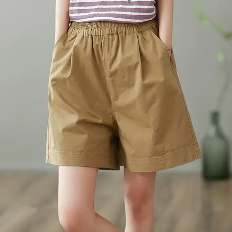 dza 高腰显瘦短款休闲裤女2023夏季纯棉五分短裤宽松百搭阔腿裤子图片