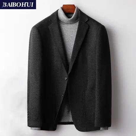 秋冬季呢子西服外套男士修身韩版潮流青年商务休闲小西装男装上衣商品大图