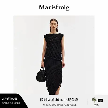 【轻礼系列】玛丝菲尔夏季时尚斜裁黑色修身背心上衣女图片