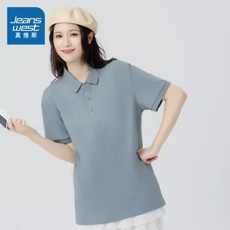 KF真维斯男女同款2024夏季新款 时尚简约纯色短袖上衣翻领POLO衫商品大图