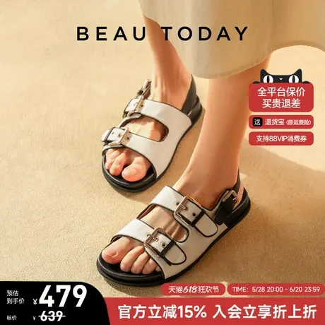 BeauToday复古勃肯凉鞋女2025新款夏季外穿休闲凉鞋真皮度假凉鞋图片