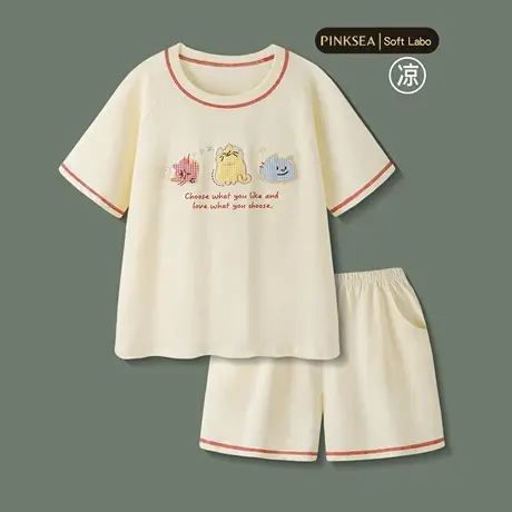 Pinksea纯棉睡衣女款夏可爱家卡通居服女士2025新款夏季短袖短裤商品大图
