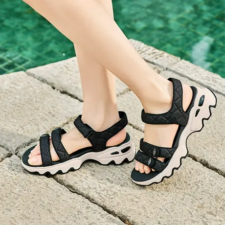 Skechers斯凯奇夏季女鞋机甲凉鞋厚底增高外穿沙滩鞋透气舒适凉拖商品大图