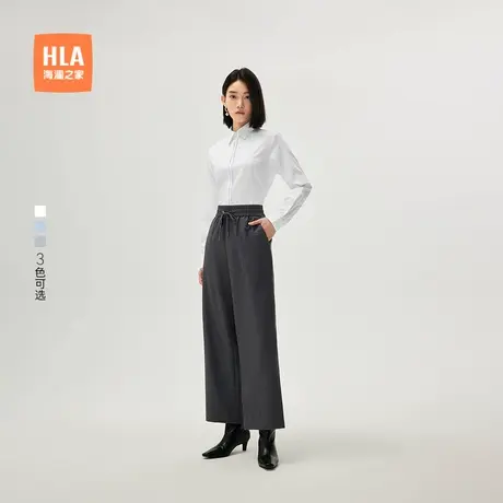 HLA/海澜之家长袖正装衬衫24秋新款翻领微弹气质简约正装衬衣女装商品大图