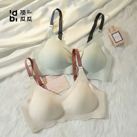 顶瓜瓜洞洞杯薄款无痕内衣女一片式聚拢防下垂无钢圈胸罩美背文胸商品大图