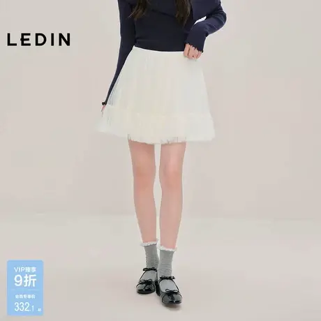 【商场同款】乐町仙女小白裙女秋季新款蛋糕群A字半身裙C1GEF3407图片