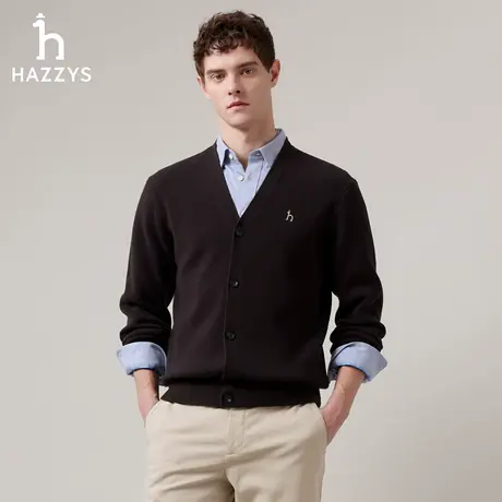 【商场同款】Hazzys哈吉斯男士经典羊毛开衫2025秋季新款针织外套图片