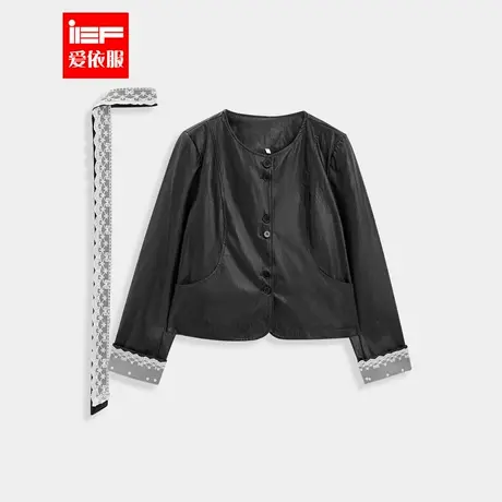 IEF/爱依服【微胖】大码女装2025秋季新款法式气质感亮面皮外套商品大图
