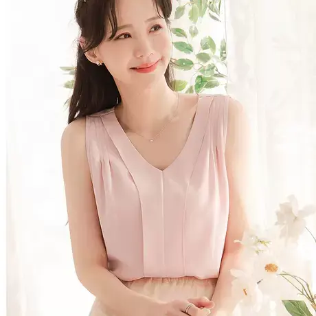 桔熊夏季韩版闺密装凉爽V领雪纺背心无袖薄款上衣女大码AB17058商品大图
