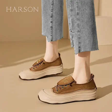 Harson/哈森时尚复古休闲鞋女鞋子2025春秋款舒适百搭通勤女单鞋商品大图