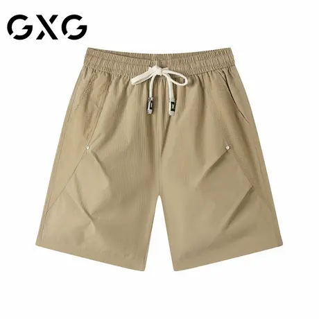 【新品】GXG男装25夏季舒适透气时尚拼接百搭运动休闲抽绳短裤图片