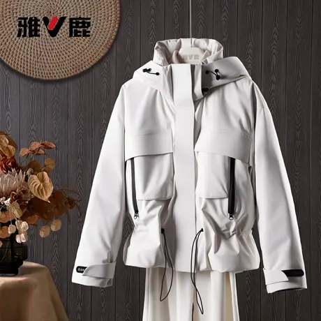 雅鹿官方冬季连帽冲锋衣女士春秋宽松休闲夹克时尚洋气外套羽绒服商品大图