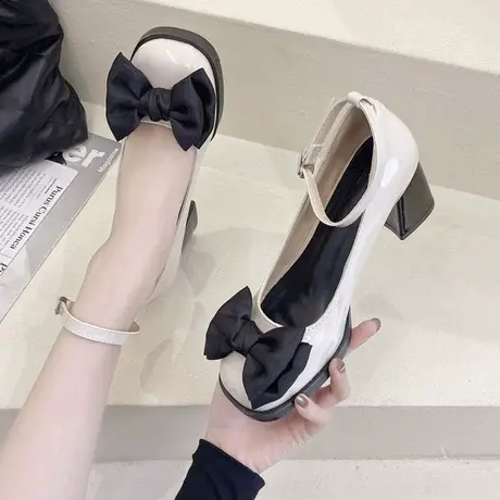 玛丽珍高跟鞋女2023春季新款圆头粗跟单鞋女萝莉塔时尚jk小皮鞋女商品大图