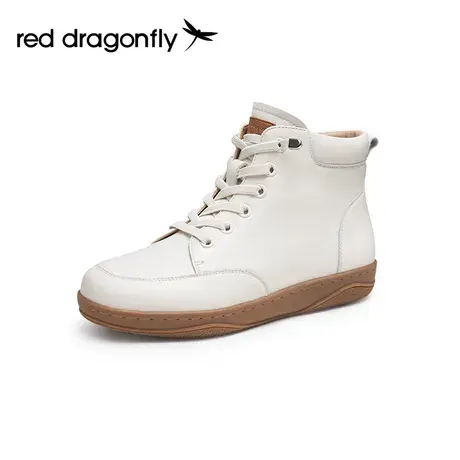 红蜻蜓真皮皮鞋女冬季棉鞋软底防滑妈妈鞋加绒保暖女士休闲短靴商品大图