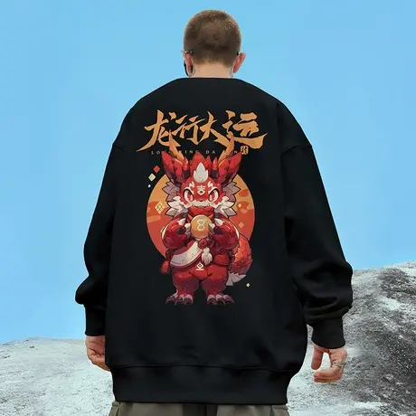 重磅美式复古嘻哈大码卫衣男纯棉做旧高街外套加绒加厚春秋款冬季商品大图