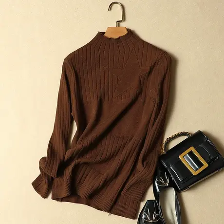 半高领毛衣女打底衫长袖百搭套头加厚秋冬新款短款修身紧身针织衫商品大图