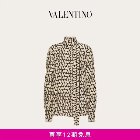 【24期免息】华伦天奴VALENTINO女士V标志印花双绉上衣商品大图