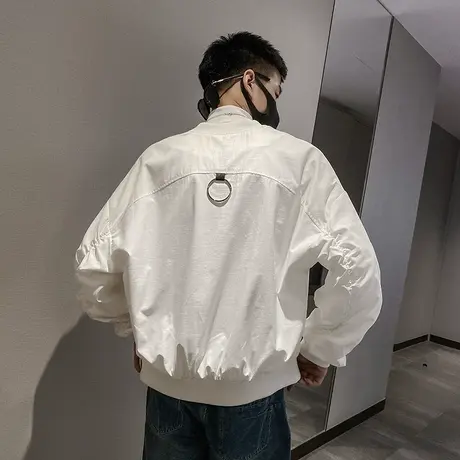 春季原宿风外套男痞帅韩版潮流纯色上衣潮牌宽松ins百搭休闲夹克图片