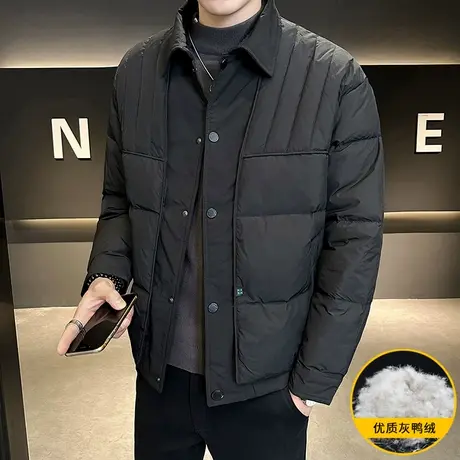 轻薄羽绒服男冬季2023新款个性拼接设计感高级感轻熟冬装羽绒棉衣图片