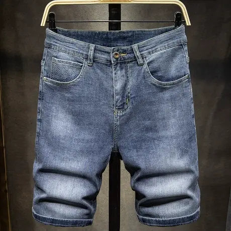 夏季薄款潮牌牛仔短裤男薄款新款2021五分裤子男士韩版潮流中裤男商品大图