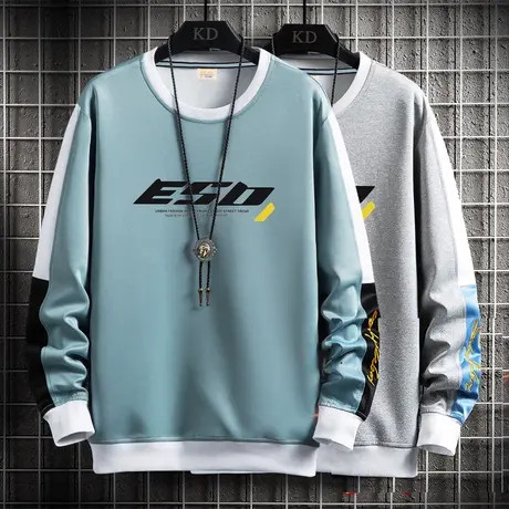 秋季男士长袖t恤韩版潮流宽松秋衣上衣服打底衫潮牌卫衣男春秋款商品大图