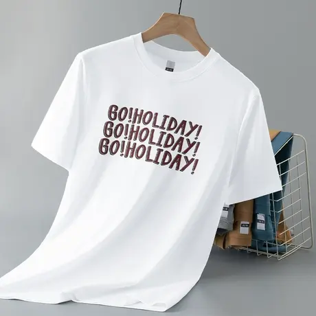 重磅纯棉白色t恤男士短袖圆领上衣服液氨长绒棉夏季美式全棉半袖商品大图