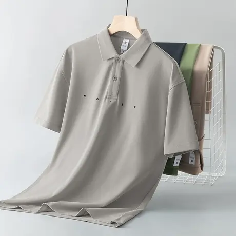 短袖t恤男士翻领保罗polo衫珠地冰丝凉感有领上衣服潮牌印花半袖图片