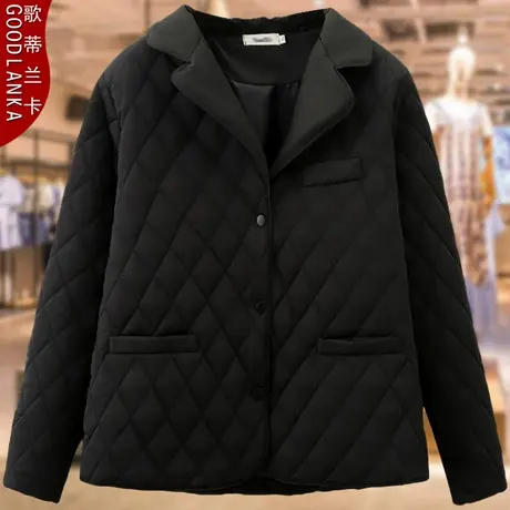 加大码中年胖妈妈秋冬夹棉羽绒棉服女宽松洋气翻领减龄小棉衣外套商品大图