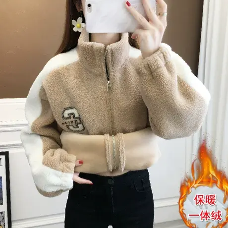 女士加绒加厚卫衣女冬季羊羔绒爆款秋冬羊羔毛外套女款2023年新款商品大图