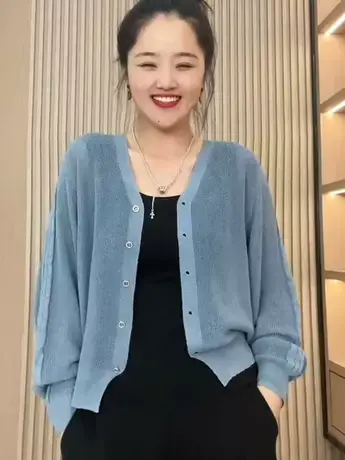 防晒衣外搭披肩2023夏季新款外套薄款针织开衫V领纯色长袖上衣潮商品大图