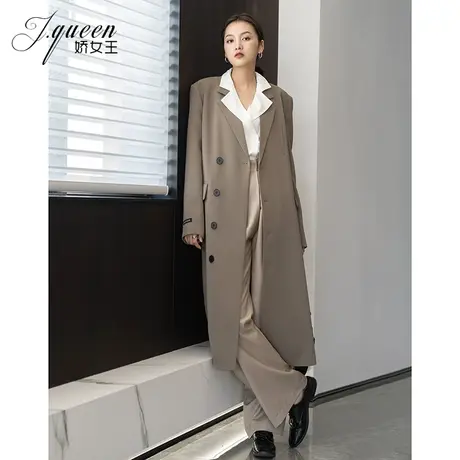西装风衣外套女中长款秋季时尚气质高级感双排扣宽松显瘦廓形大衣商品大图