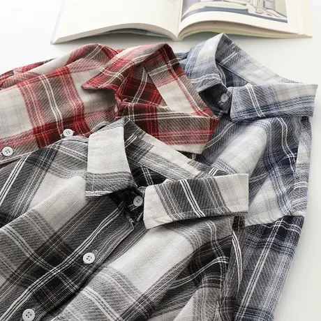 黑白格子衬衫女春夏宽松韩版清新学生长袖简约防晒打底衬衣外套薄图片