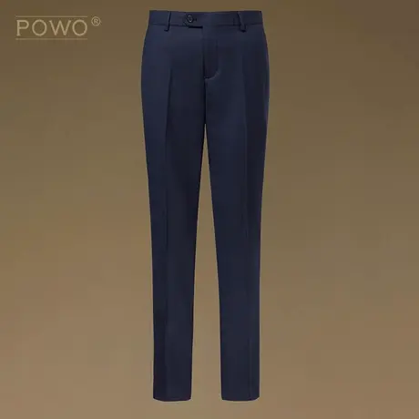 powo羊毛西裤男蓝色时尚休闲秋季保暖长裤修身商务免烫西服裤男士商品大图