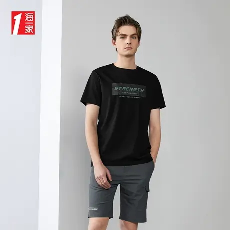 海一家基础休闲短T夏季舒适圆领时尚印花短袖T恤男商品大图