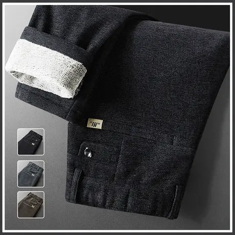 男装加绒加厚保暖直筒休闲裤子冬季2024年新款防风西裤秋冬款冬裤商品大图