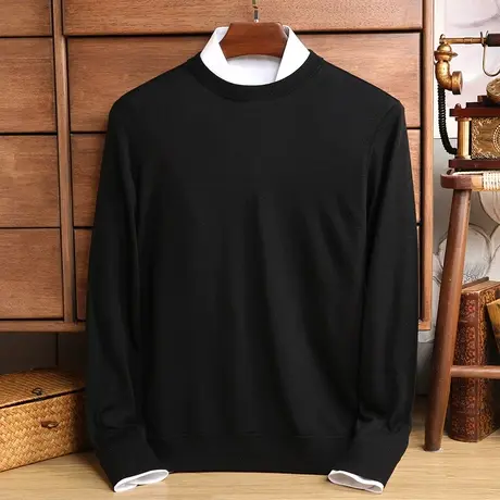 羊毛衫男秋冬新款纯羊毛针织衫圆领男士毛衣青年中老年打底衫薄款商品大图