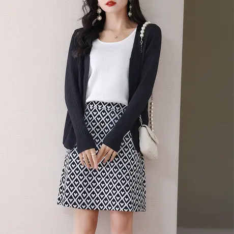 2024春秋季新款假两件针织开衫女大码装微胖mm宽松显瘦开衫上衣潮商品大图